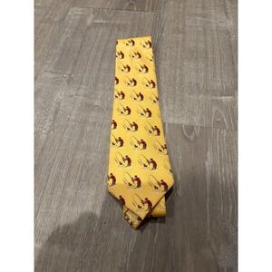 Lauren Ralph Lauren Vintage‎ Yellow Red Fishing Scene Silk Tie Hand Finished